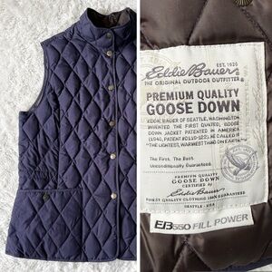 Eddie Bauer Woman 550-Fill Goose Down Quit Vest LARGE Classic Preppy Equestrian